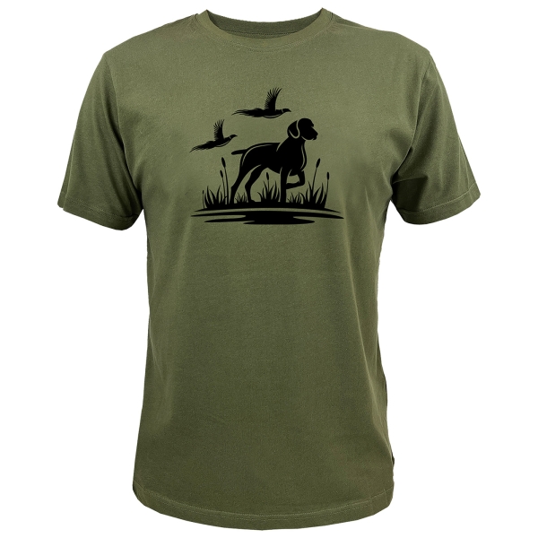 T-Shirt Jagdhund oliv/schwarz