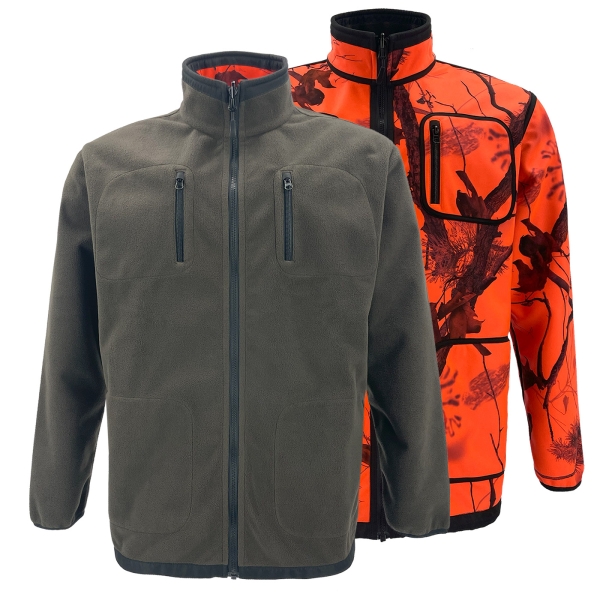 Wende-Fleecejacke Torgau mit Membrane braun/orange camo